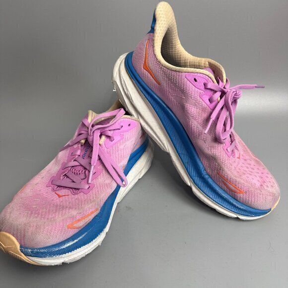 HOKA Clifton 9 Running Shoe Women 8B F27223C Violet / Pink / Blue - Picture 4 of 11